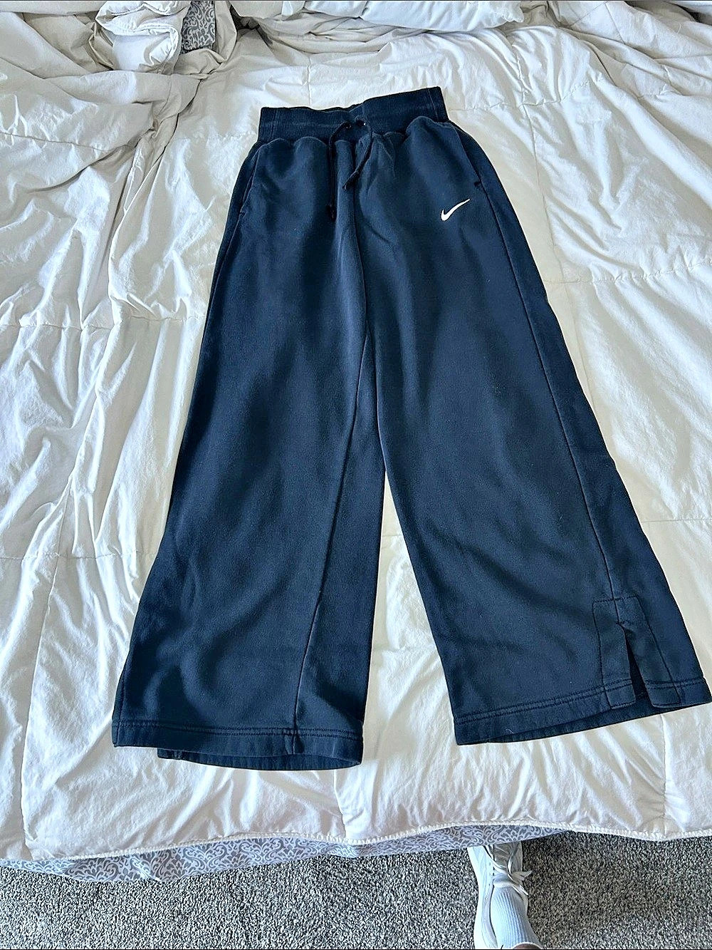 Nike Phoenix Fleece High-Waisted Wide-Leg Slit Pants Black XS